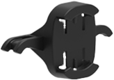A bicycle taillight extension cushion bracket on a black background