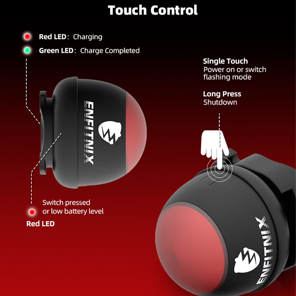 In-ear monitor with touch control features on a red and black background