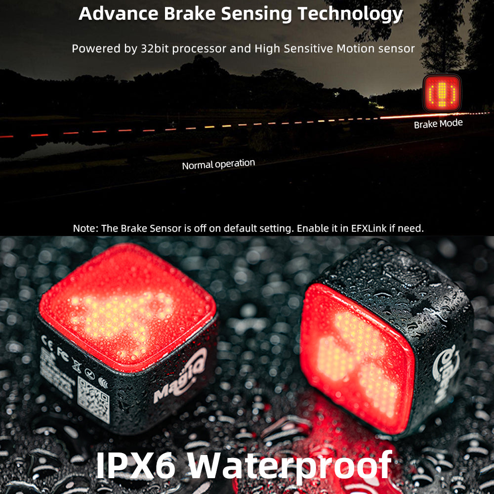 Smart bike tail light that auto-activates brake lighting in darkness