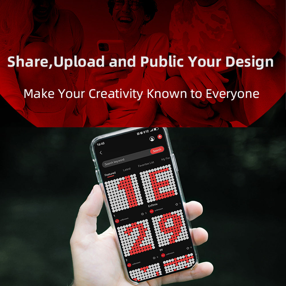 User-created emoji patterns are transmitted to the production line via mobile app.