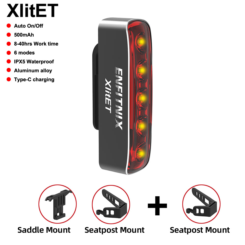 A collection of bike tail light accessories and a bracket, presented in an open red and white box with 'Bundle special Tail Light + Original Bracket' text.