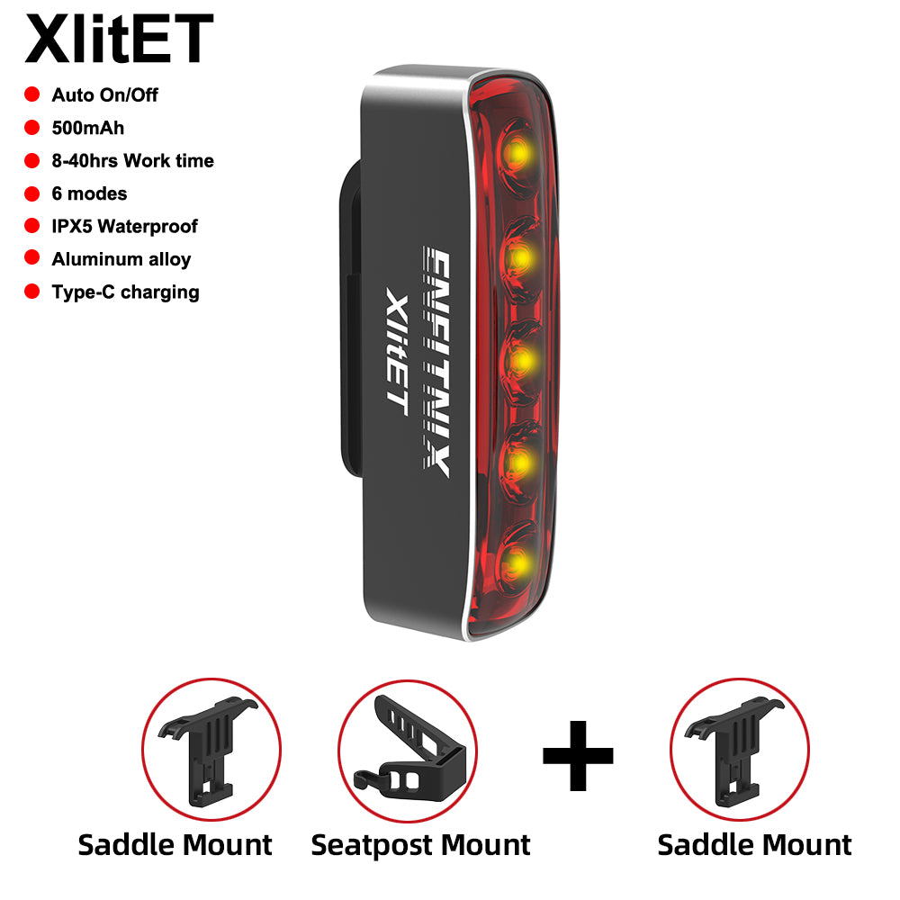 A collection of bike tail light accessories and a bracket, presented in an open red and white box with 'Bundle special Tail Light + Original Bracket' text.