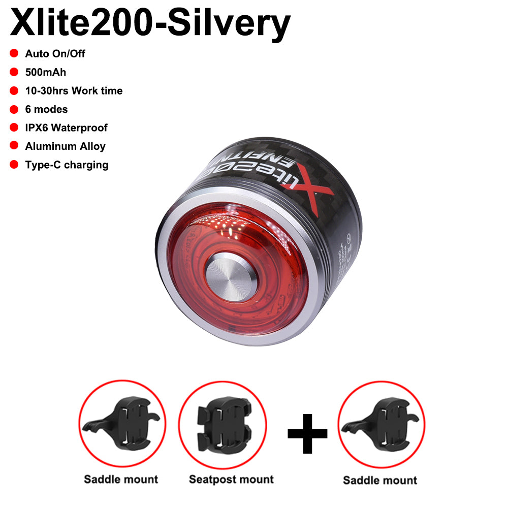 A collection of bike tail light accessories and a bracket, presented in an open red and white box with 'Bundle special Tail Light + Original Bracket' text.