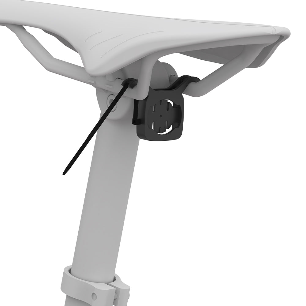 Close-up of a white chair with a black adjustable armrest on a white background
