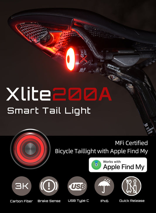Jak zlokalizować rower za pomocą Apple Find My: tylna lampka rowerowa Xlite200A