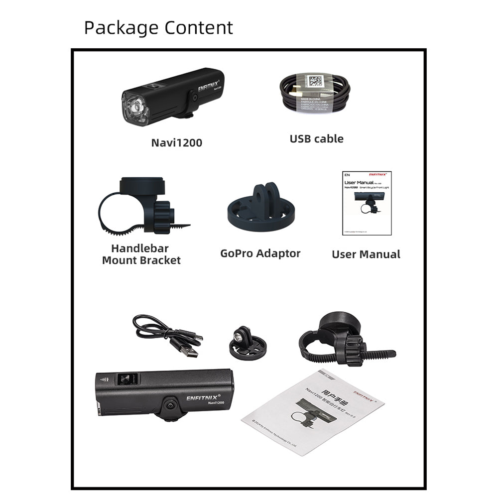 Navi1200 Rechargeable Bike Headlight