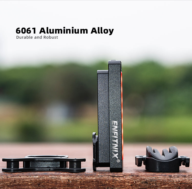 ENFITNIX product with 6061 Aluminium Alloy text on a blurred natural background