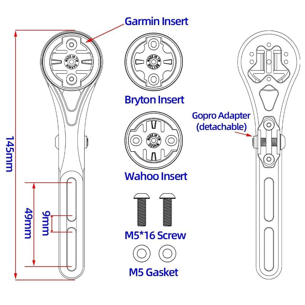 Technical diagram of a multi-device mount with various inserts and components.