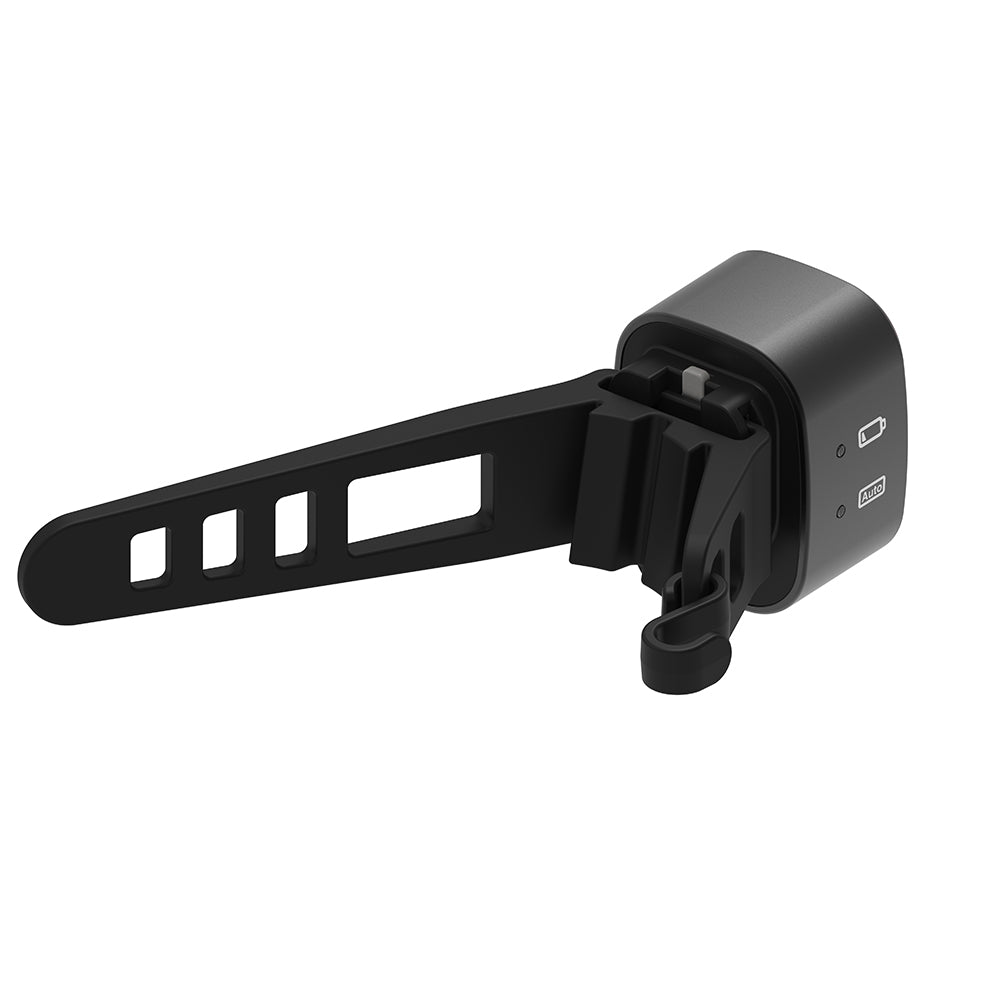 Black chain brake mechanism on a white background