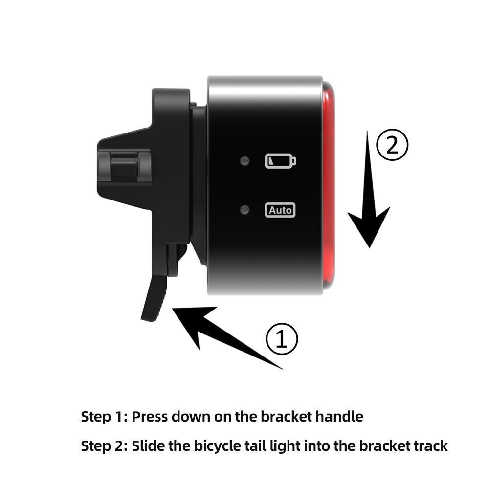 Bicycle tail light assembly with instructions on a white background