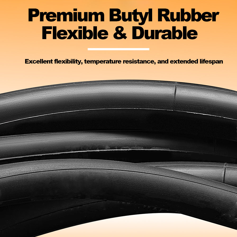 Black butyl rubber hose with text on an orange background
