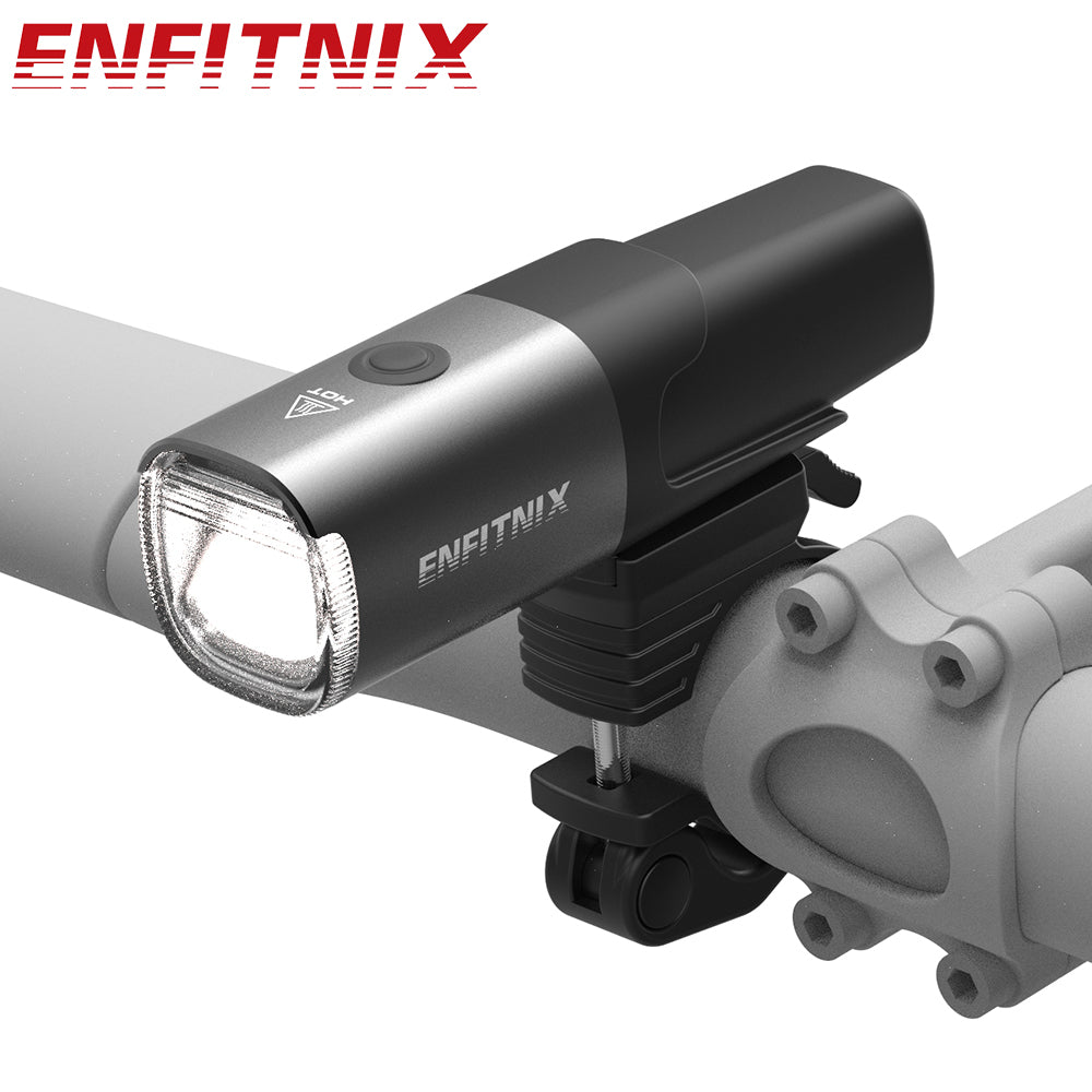Bicycle light with ENFITNIX branding on a white background