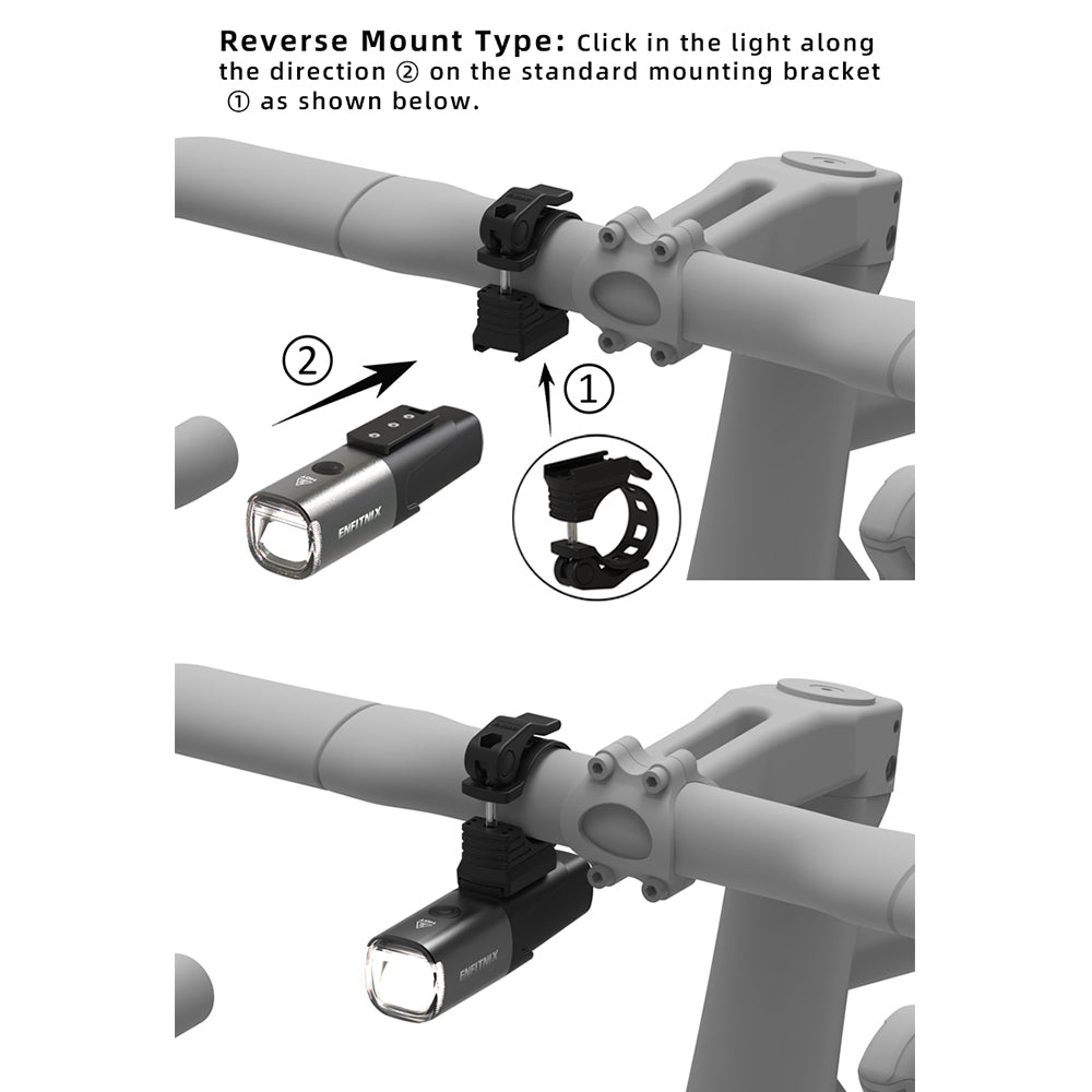 Navi800 Front Light Inverted Installation on Bicycle Handlebar