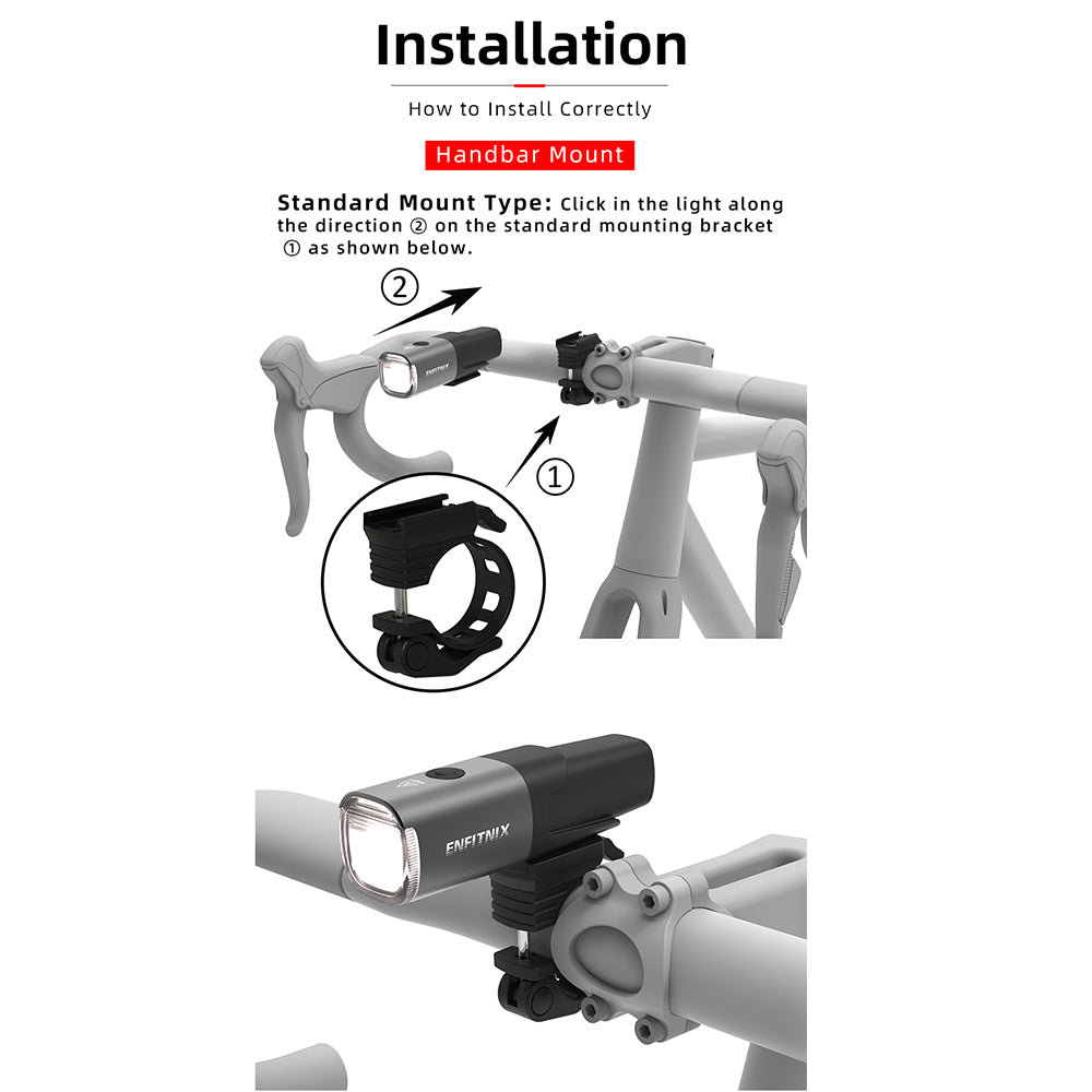 Navi800 Bicycle Front Light – Standard Mounting Method