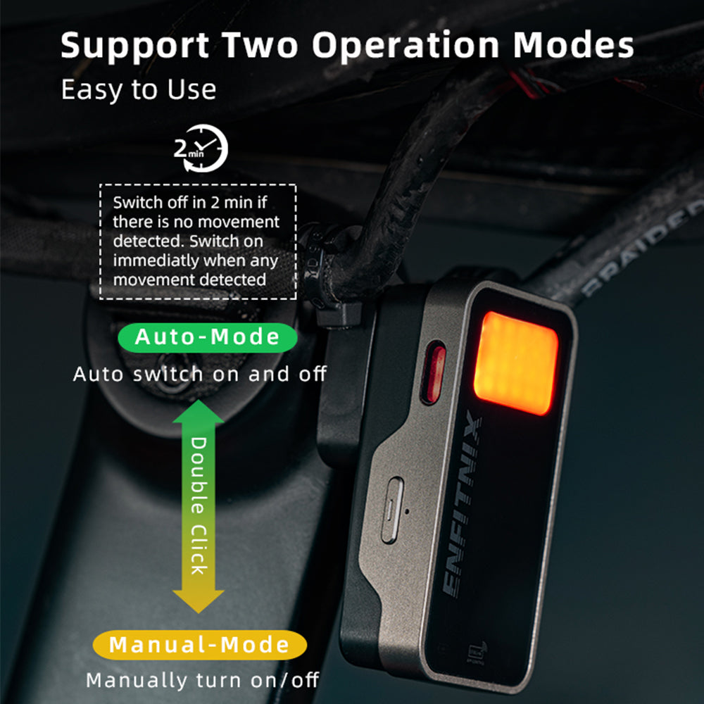 Infrared motion detector with text explaining operation modes on a dark background