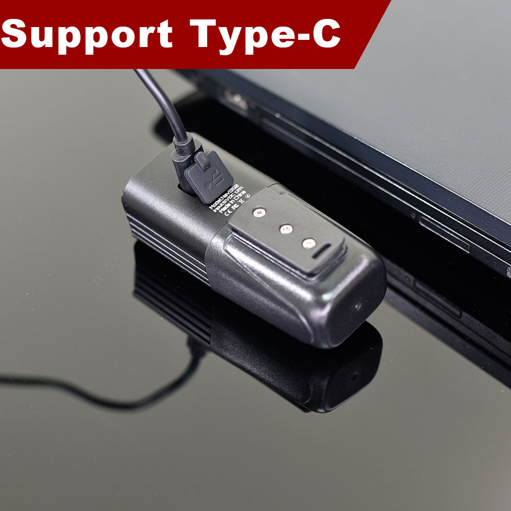 USB-C adapter connected to a laptop on a reflective surface with 'Support Type-C' text.