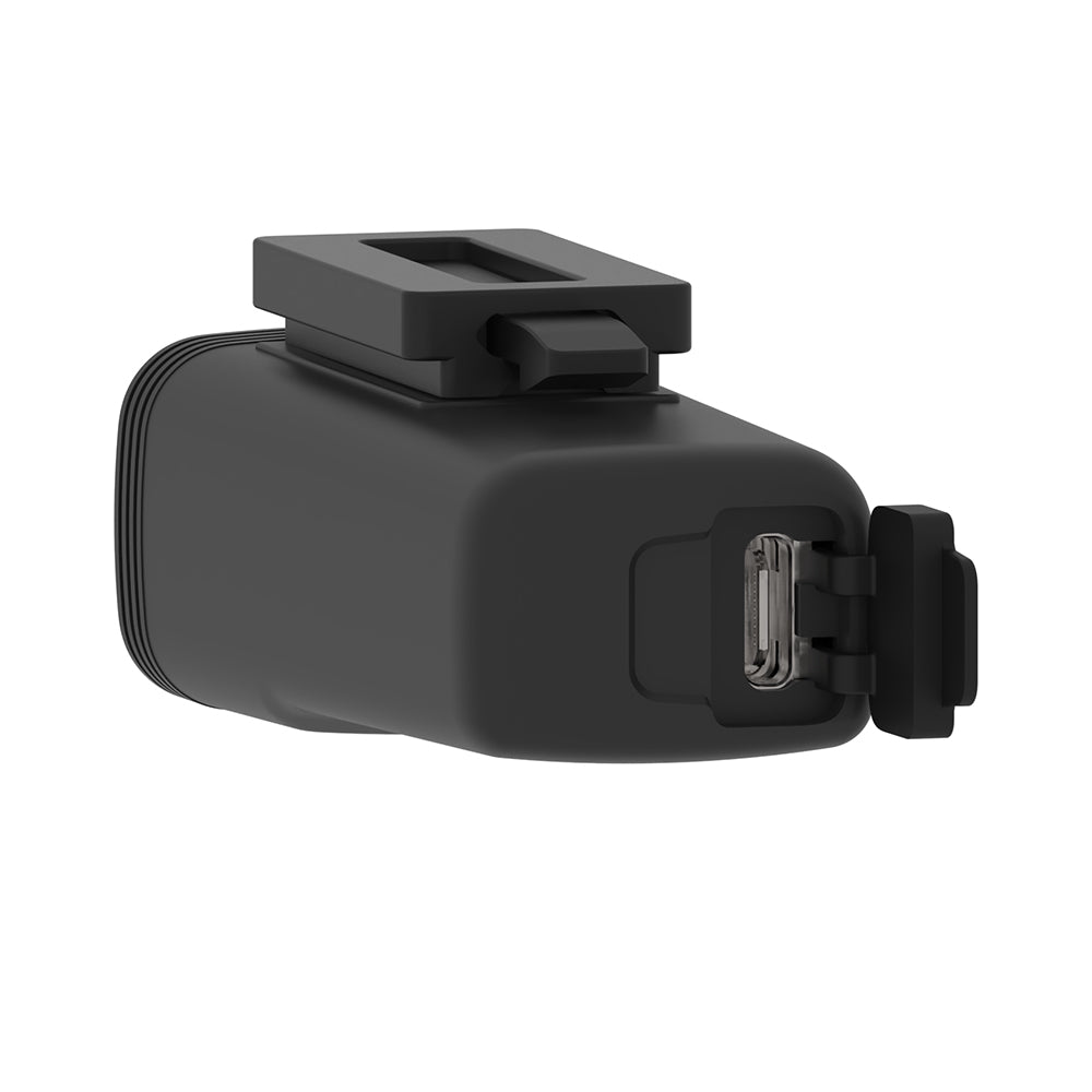 Black camera mount with USB-C connector on a white background