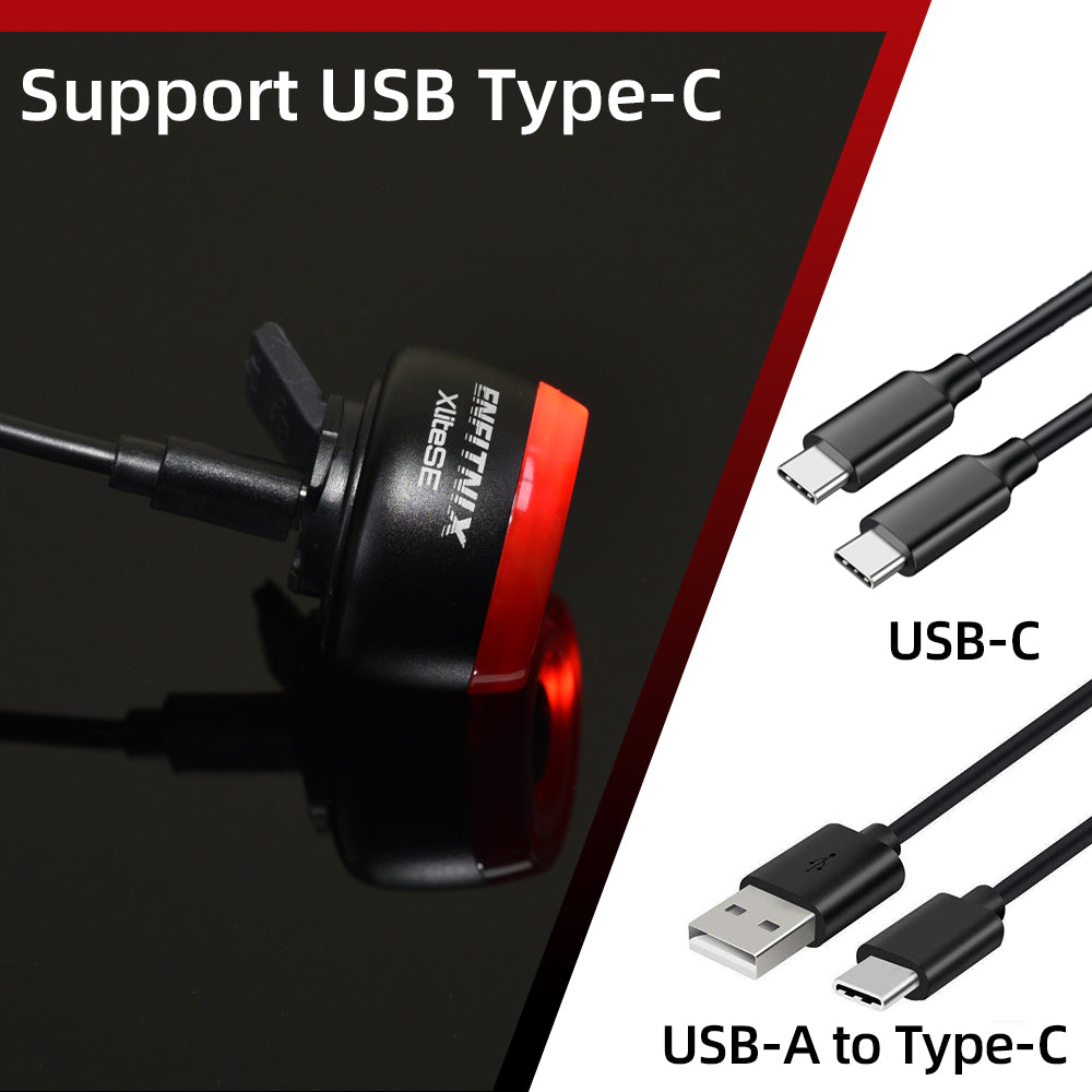 USB Type-C cable with a red light indicator on a black and white background