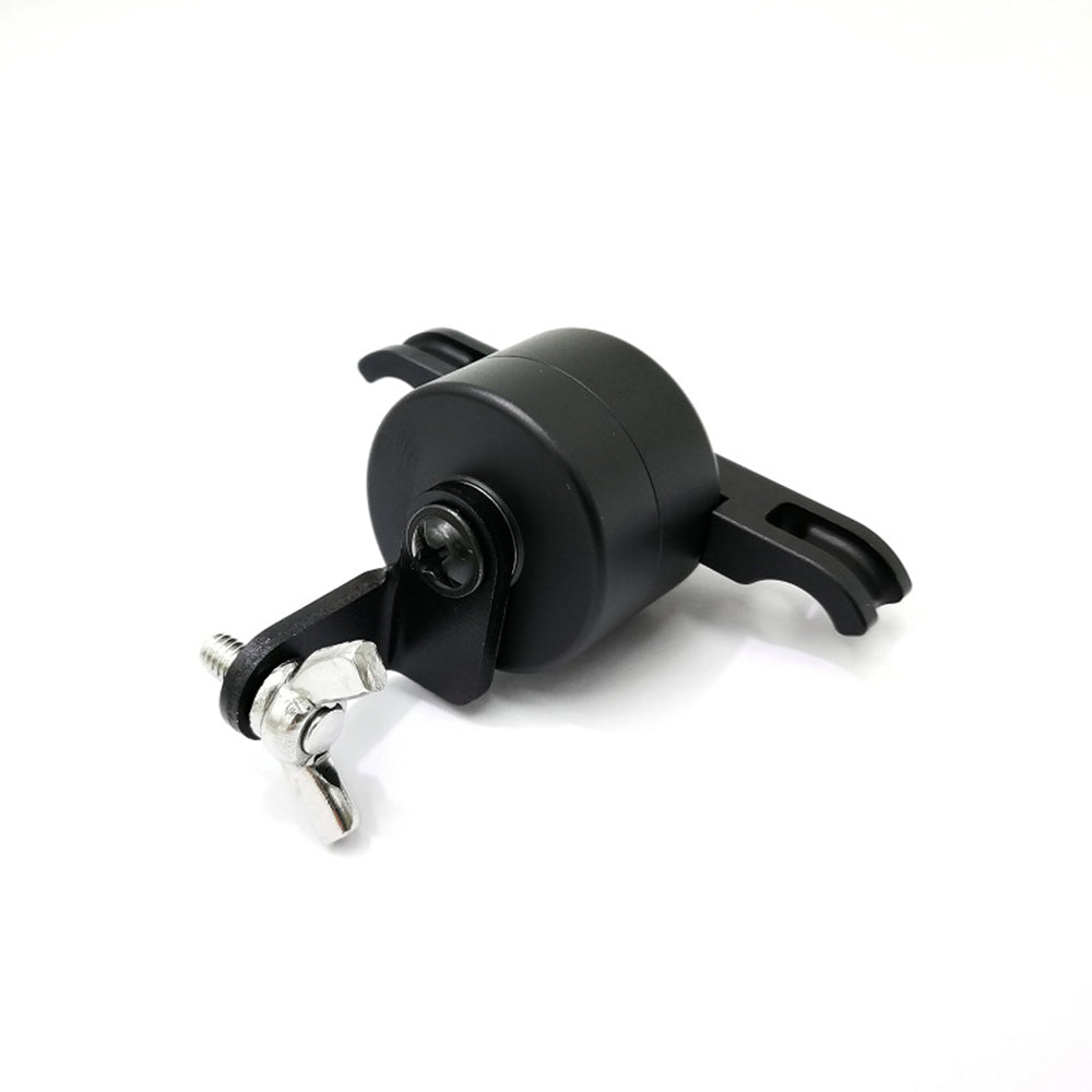 Black metal lock with a key on a white background