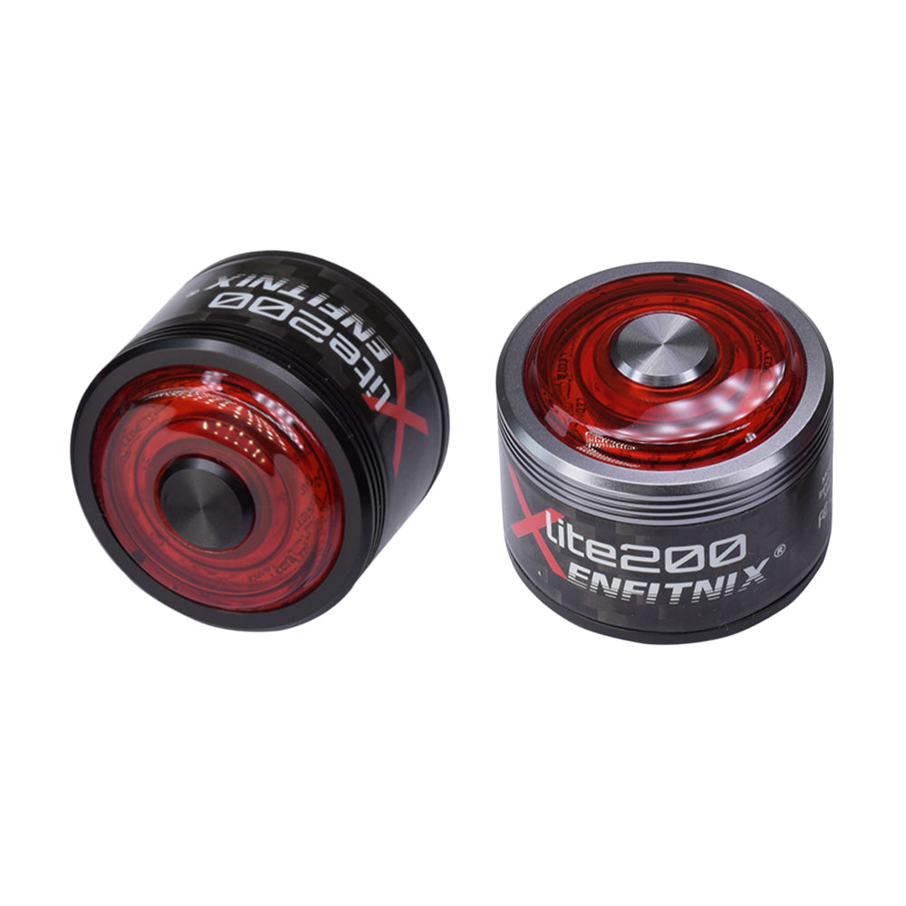 Two red and black bike lights with 'X-lite200' branding on a white background