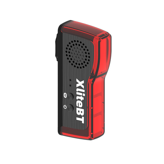 Red and black electronic device with 'XliteBT' branding on a white background