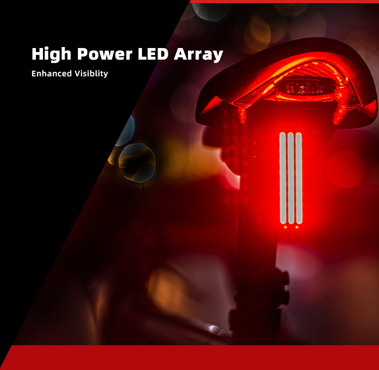 Red LED light with 'High Power LED Array' text on a dark background