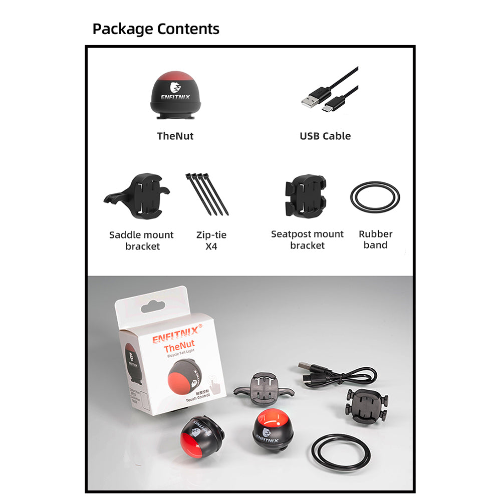 Package contents of a product with 'TheNut' and related accessories on a white background.