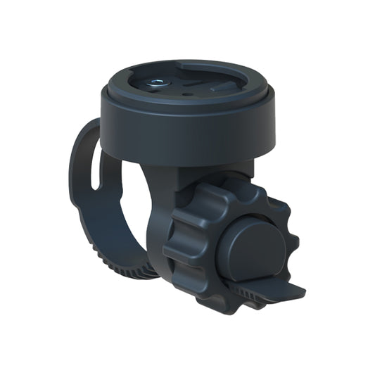 Dark gray bike mount with handlebar clamp on a white background