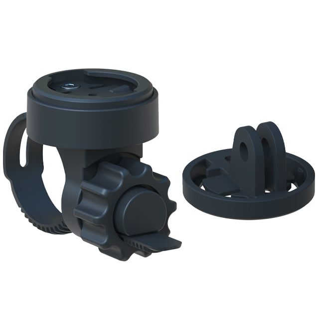 Black bike mount and clip on a white background