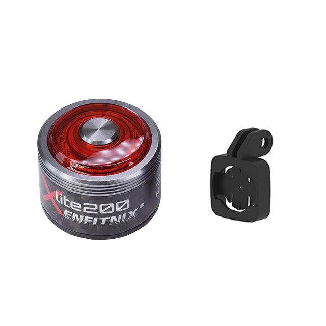 Red and black cycling light with Enfitnix branding on a white background