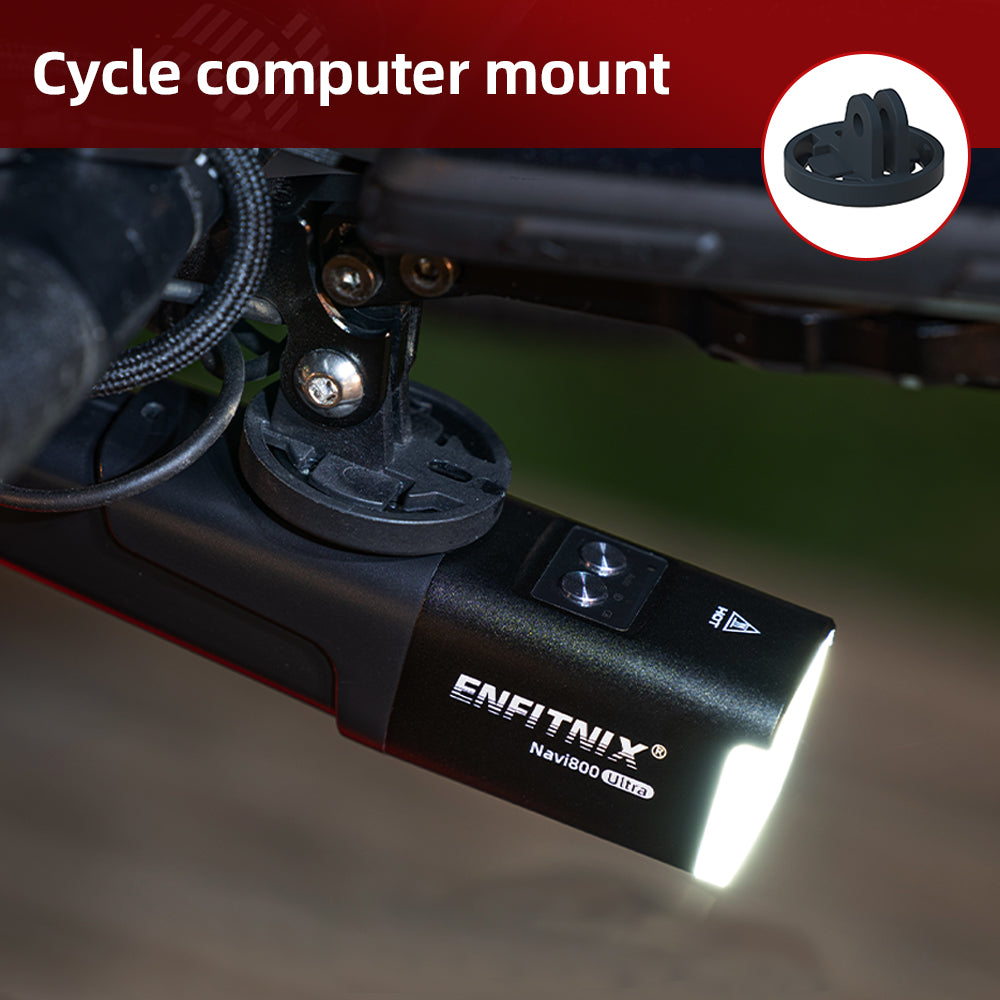 ENFITNIX cycle computer mount with light on a bike frame