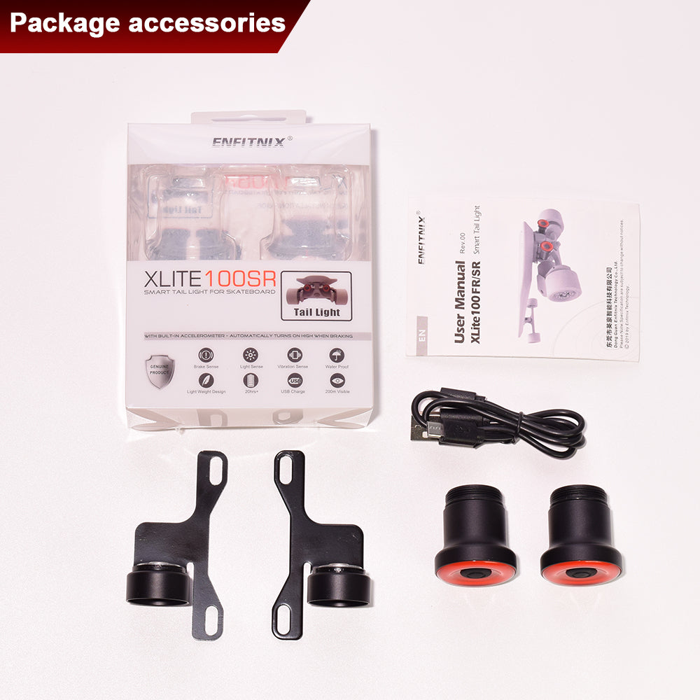 Package accessories including a box labeled 'XLITE100SR' on a white background.