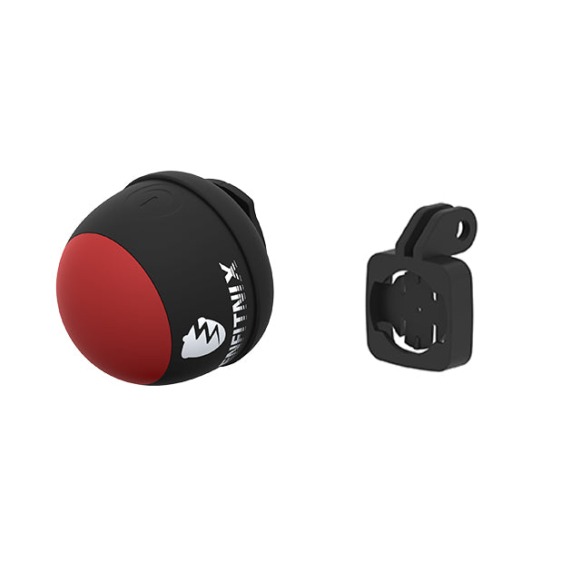 Black and red device with a mount on a white background