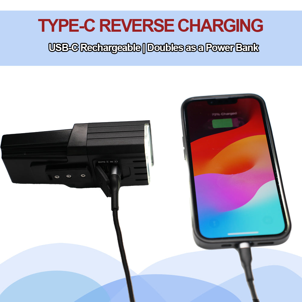 Type-C reverse charging device with smartphone on a light blue background