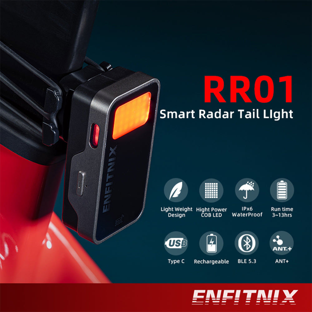 Smart radar tail light with ENFITNIX branding on a dark background
