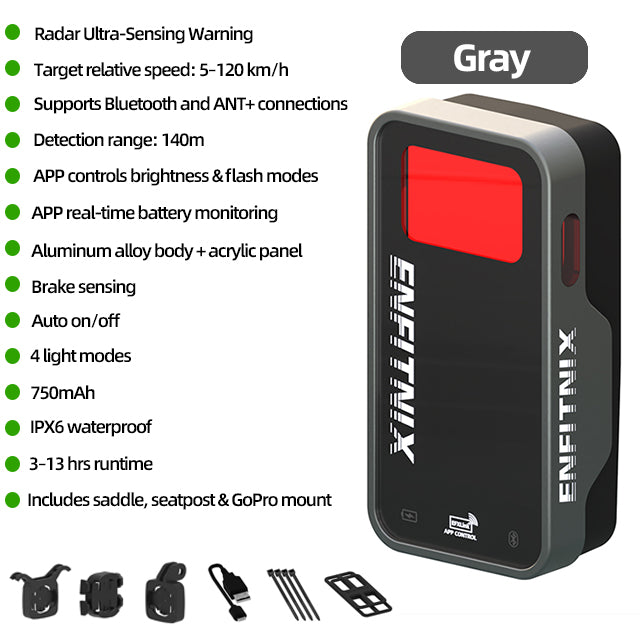 Enettnix radar device with features listed on a white background