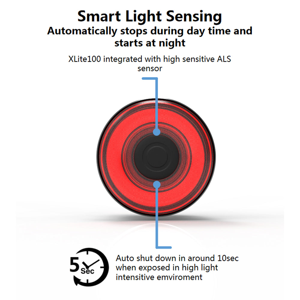 Smart light sensing technology diagram with a red circular component on a white background