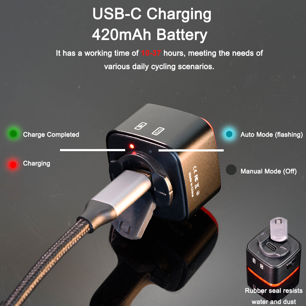 USB-C charging device with battery indicator on a dark background