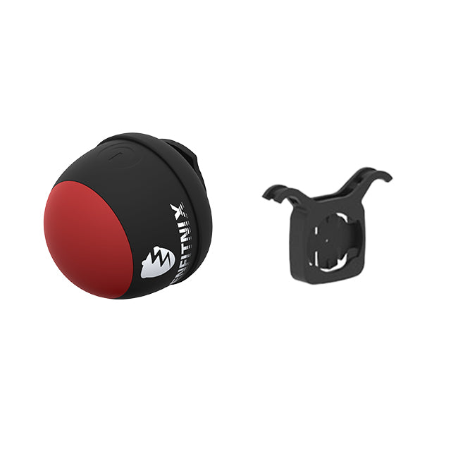 Black and red device with a mount on a white background